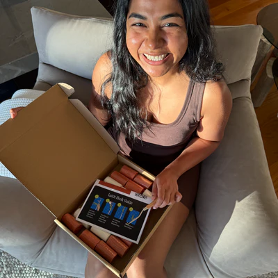 A happy After Thoughts maker with their kit